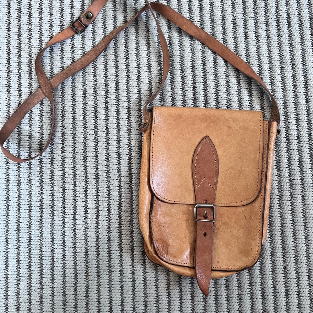 Vintage Brown Leather Crossbody Bag